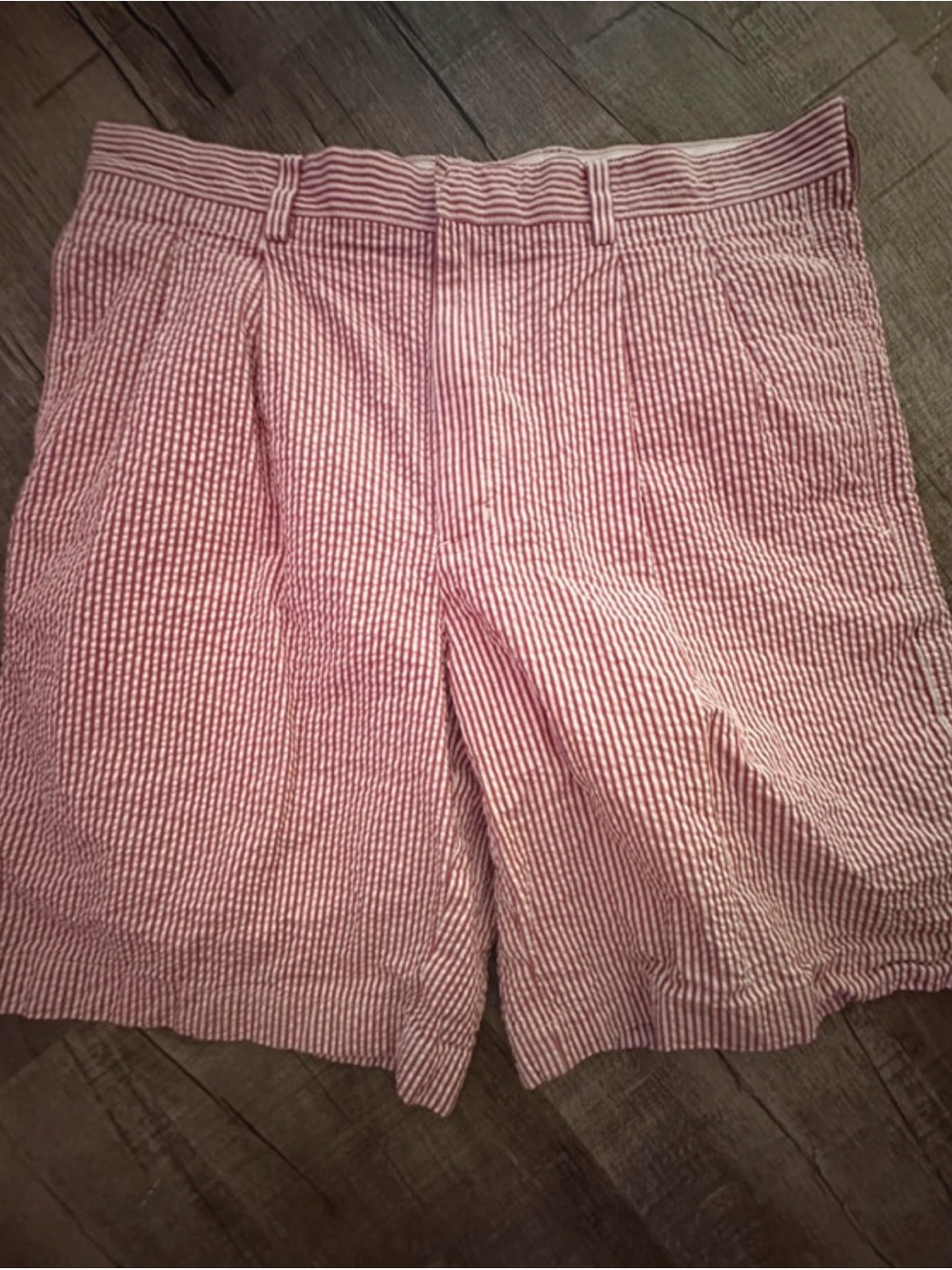 Cutter & Buck Pink and White Seersucker Bermuda Shorts